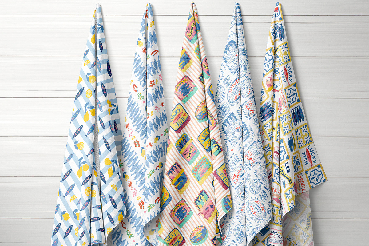 Mediterranean food Sardine patterns, a Pattern Graphic by Tani Kuzminka (Photo 19 of 25)