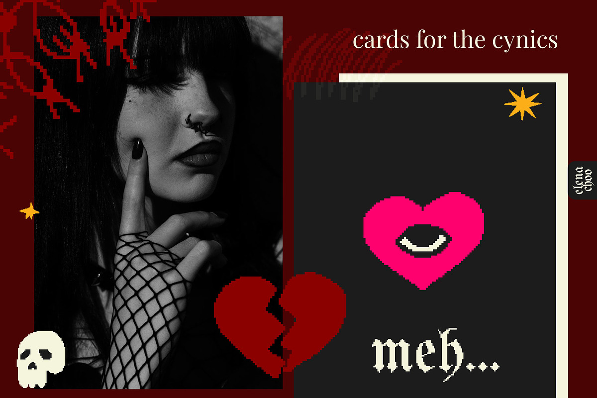 Noir Valentine punk pixel doodles, an Object Graphic by Elena Choo (Photo 8 of 13)