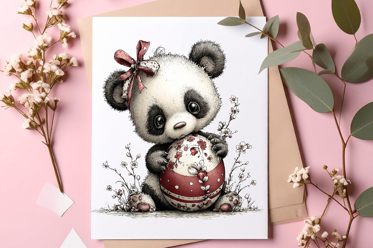 Watercolor spring panda clipart, an Illustration by SinaCreation (Photo 10 of 11)