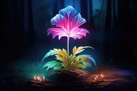 Magic flower in dark forest. Fantasy, a Photo by Iftikhar Alam