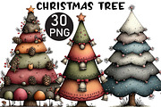Christmas Tree Clipart, an Illustration by Black Bird Studio (Thumbnail 1 of 6)