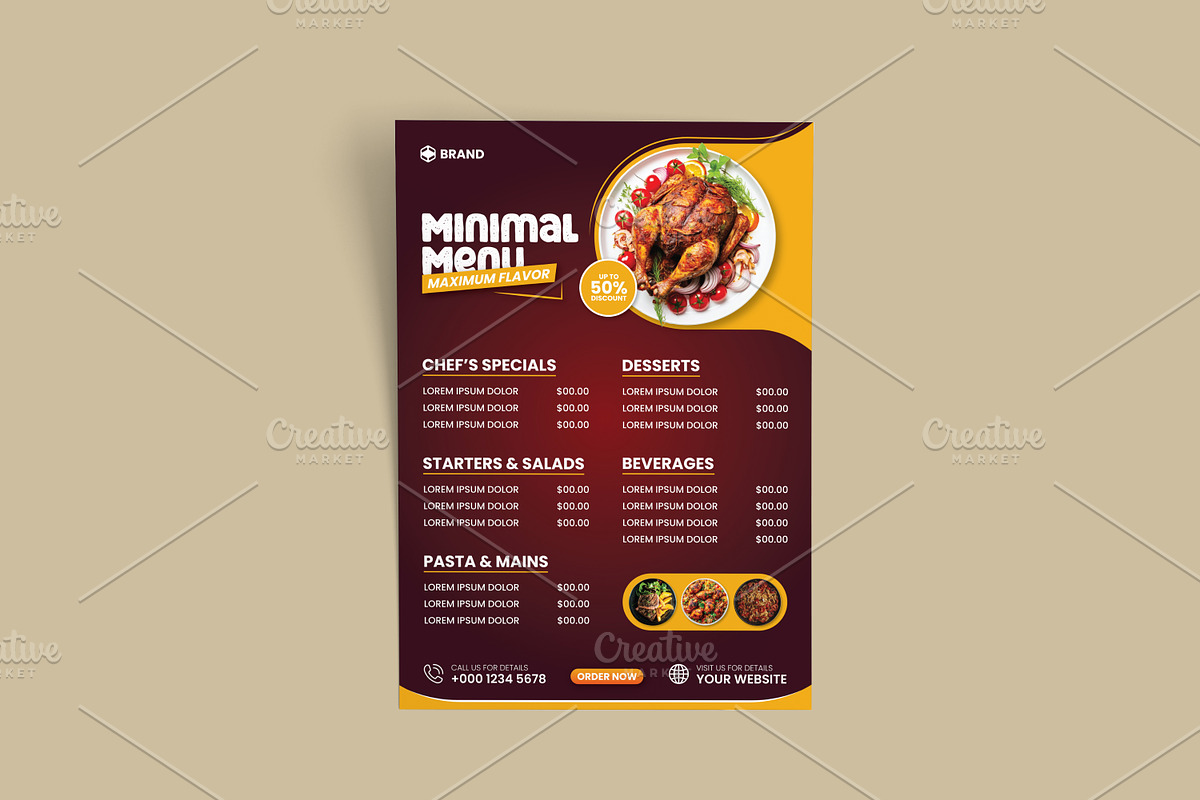 Creative Food Menu Flyer Template, a Flyer Template by vectorlnk (Photo 2 of 4)