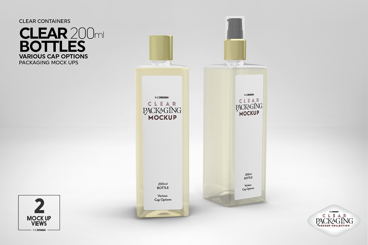 Clear 200ml PET Bottles Mockup, a Packaging Mockup by INCDesign (Photo 7 of 10)