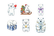 Watercolor Polar Bear Christmas PNG, an Illustration by SinaCreation (Thumbnail 3 of 7)
