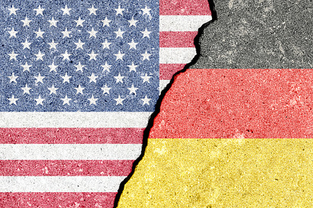 German American tension and conflict. A geopolitical crack, spli, a Background Photo by Eugene_Photo