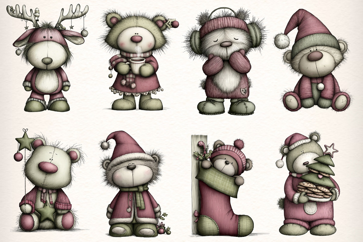 Whimsical Christmas Teddy Bear PNG, an Illustration by Dream Creation (Photo 2 of 7)