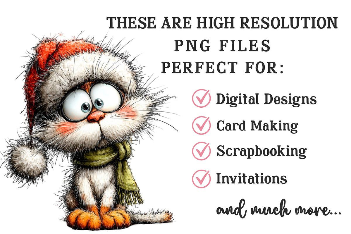 Whimsical Christmas Cat Clipart, an Illustration by OK Design (Photo 6 of 6)