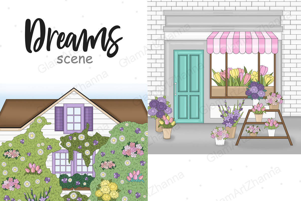 Flower Shop Clipart | Home Sweet Hom, a Decorative Illustration by GlamArtZhanna (Photo 2 of 3)