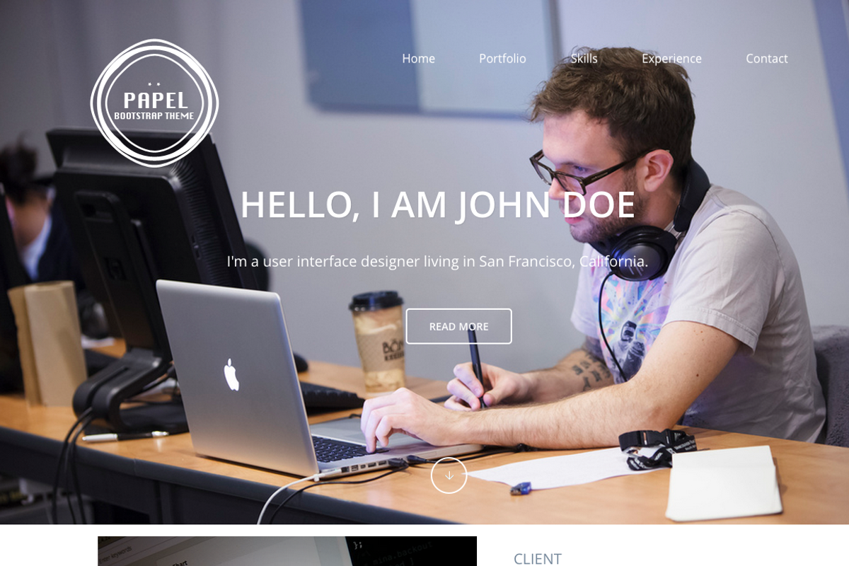 Papel - Single page portfolio theme, a Bootstrap Template by erwinagpasa.com (Photo 1 of 2)