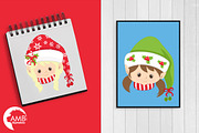 Christmas Faces Clipart, AMB-191, an Illustration by AMBillustrations (Thumbnail 5 of 5)