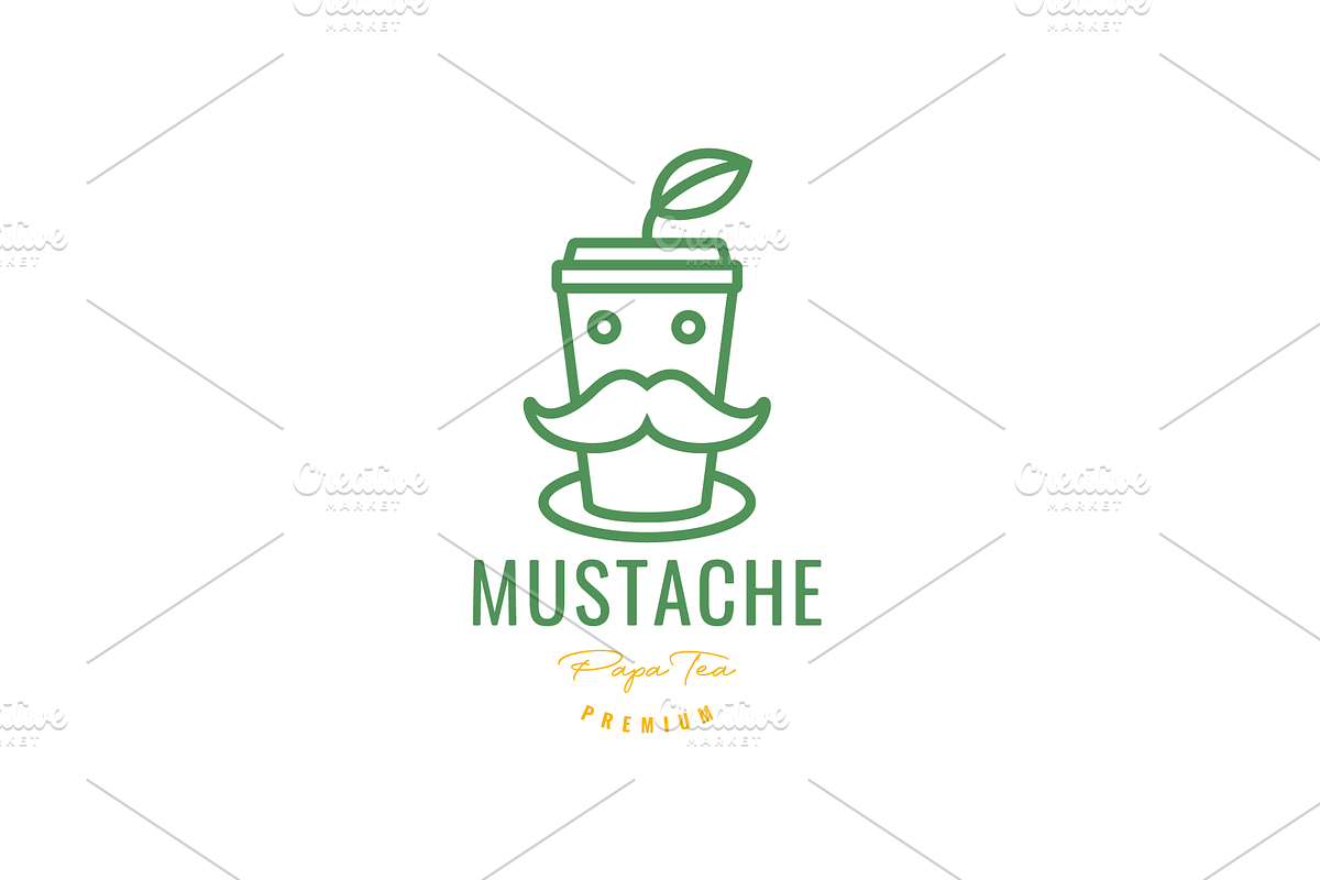 old man face mustache coffee logo, a Branding & Logo Template by devastd