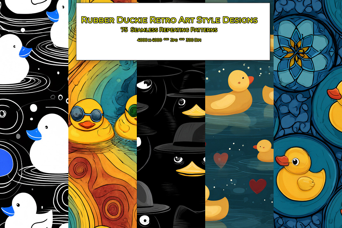 Rubber Duckies Retro Art Patterns, a Pattern Graphic by karenfoleyphoto (Photo 1 of 15)