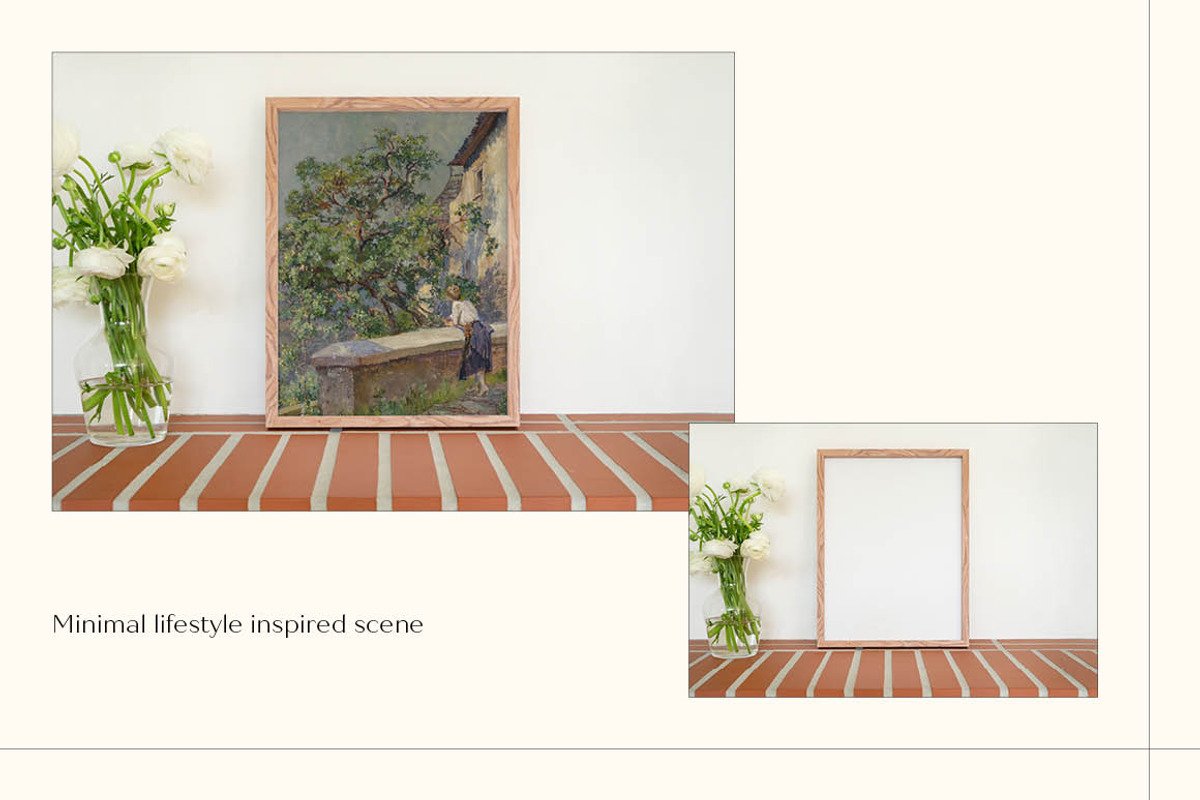 Wood Frame Mockup with Flowers, a Print Template by LOPEstudio (Photo 6 of 6)