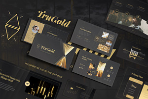 Gold Business PowerPoint, a Presentation Template by Pixslides