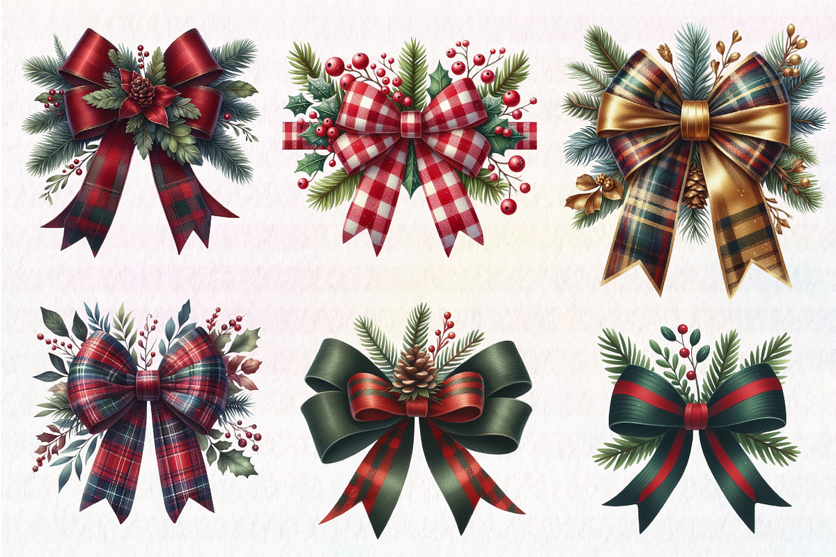 Coquette Christmas Bow Clipart, an Illustration by CreationArt (Photo 5 of 5)