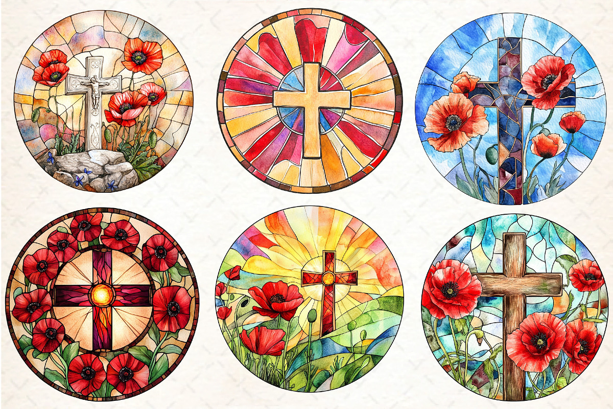Poppy & Cross Faux Stained Glass, an Illustration by DreamCafeArt (Photo 3 of 9)