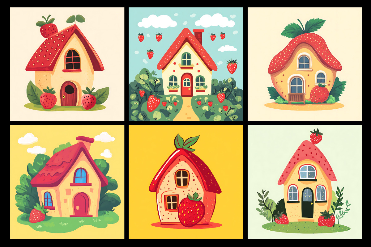 Strawberry House Coloring Book, an Object Illustration by protabsorkar11 (Photo 6 of 7)