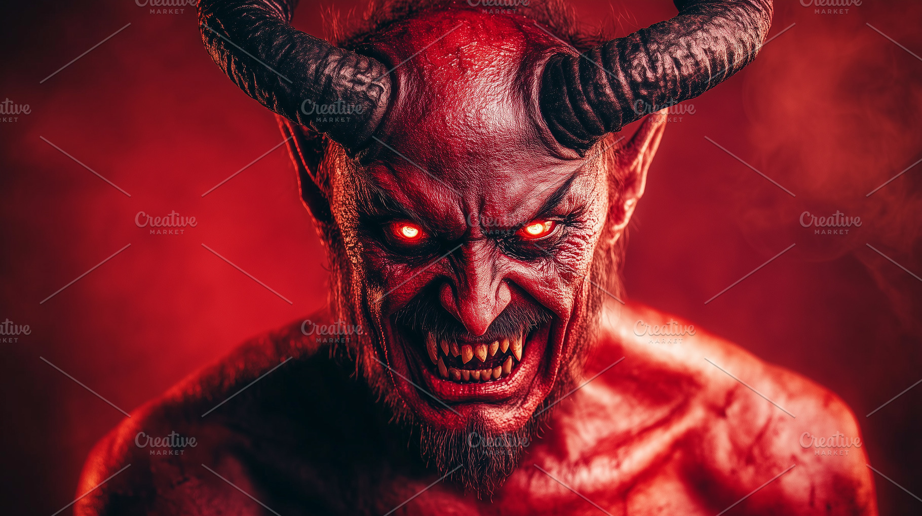 Terrifying red skinned devil demon, a Holiday Photo by MistyDay