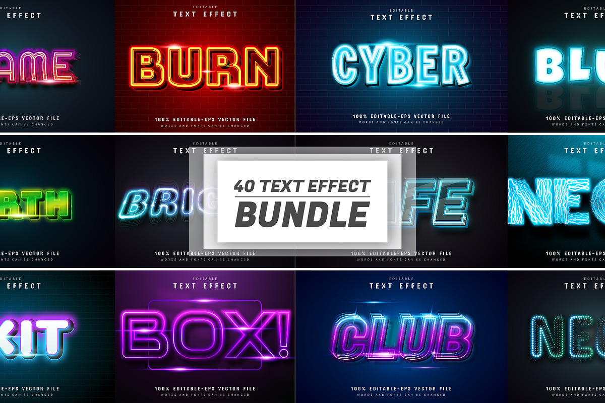 40 Neon text effect editable, a Plug-in Add-On by Aglonemadesign (Photo 1 of 20)