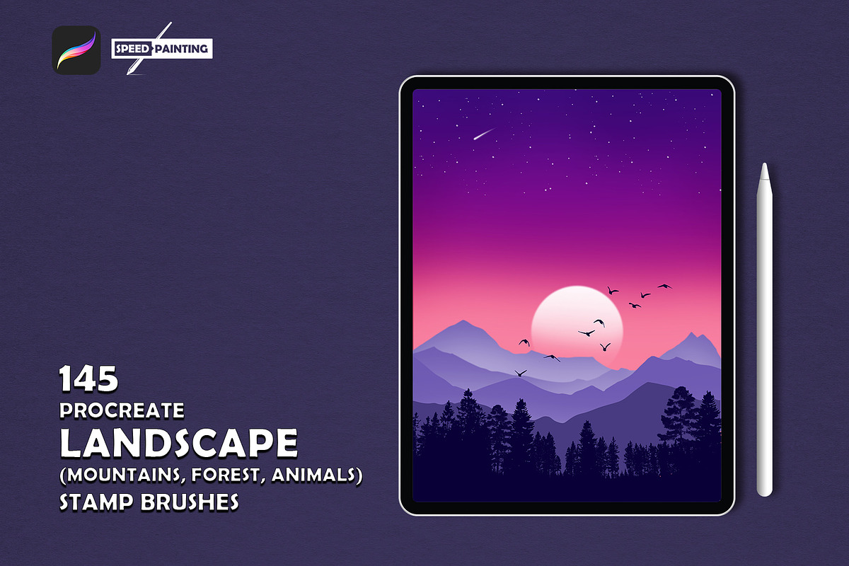 Procreate Landscape Stamp Brushes, a Brush Add-On by MISTstudioDesign (Photo 1 of 11)