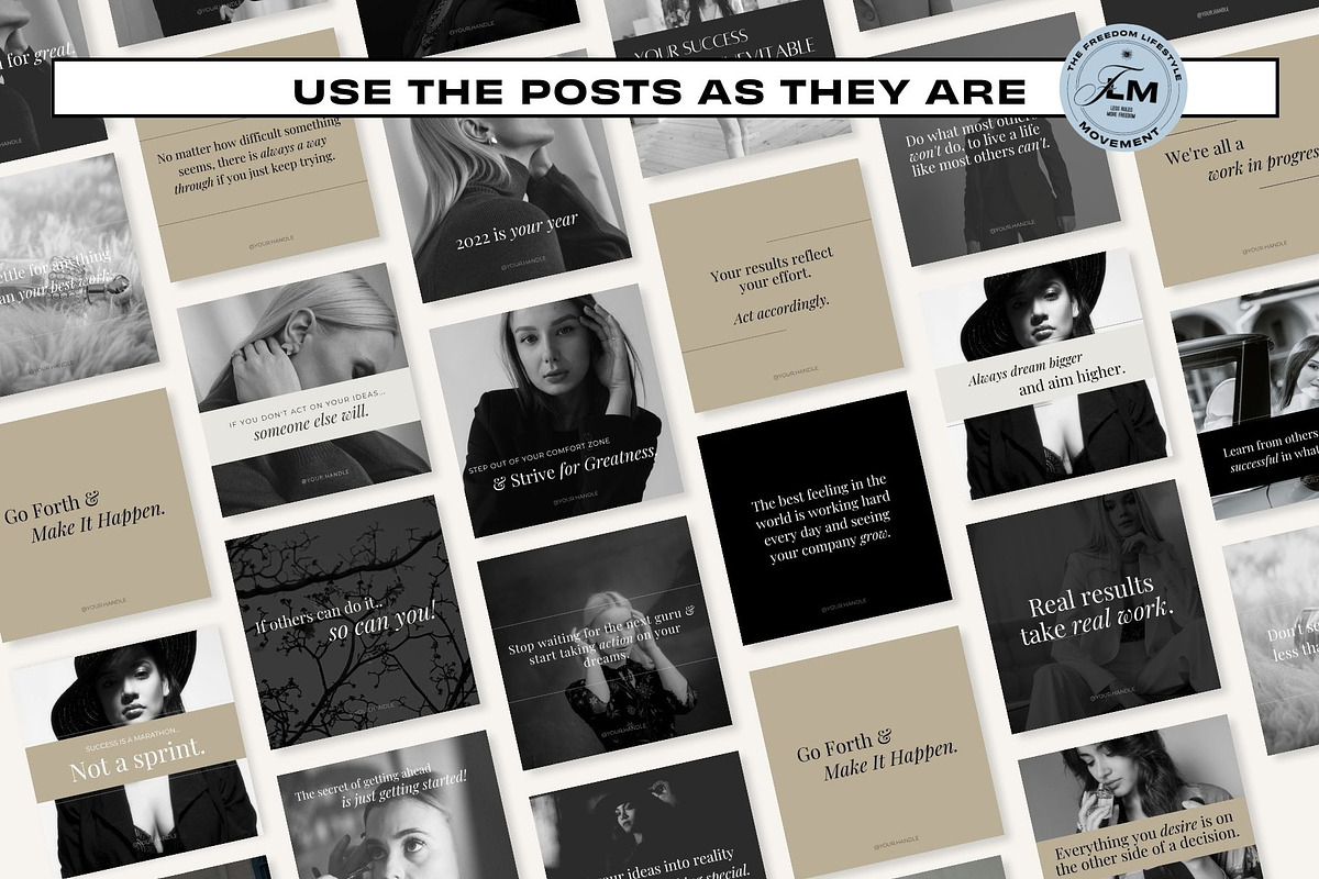100 Motivational - Noir Luxe, a Social Media Template by Freedom Business Shop (Photo 5 of 9)
