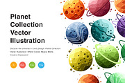 Planet Collection Vector Illustratio, an Object Illustration by KAZ by IanMikraz Studio (Thumbnail 1 of 3)
