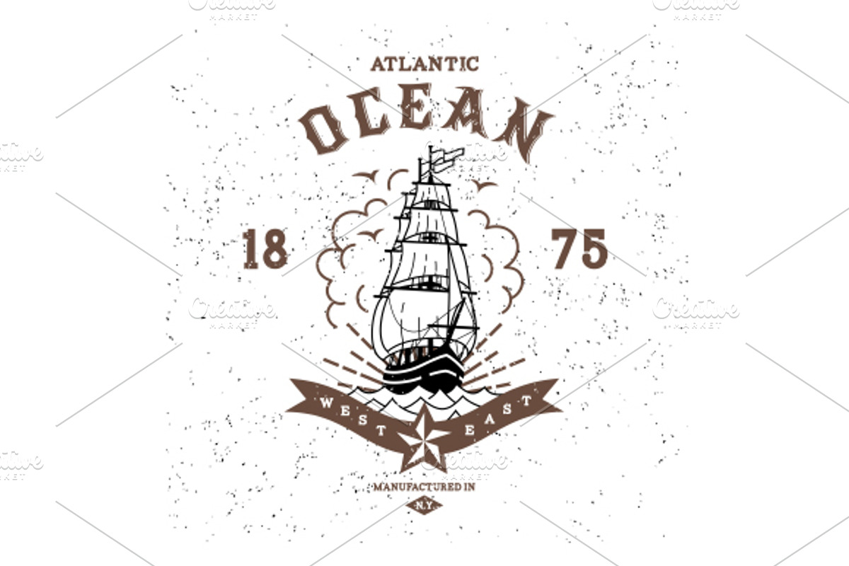 Vintage Label Atlantic Ocean, an Illustration by Ezepov (Photo 2 of 2)