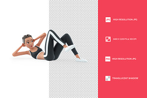 3D Sporty Character Woman Doing Abs, a Person Illustration by 3DMask