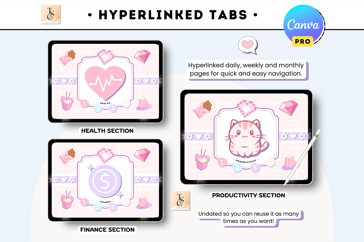 PLR Resell Pink Digital Planner, a Stationery Template by Tas Creative Studio (Photo 6 of 13)
