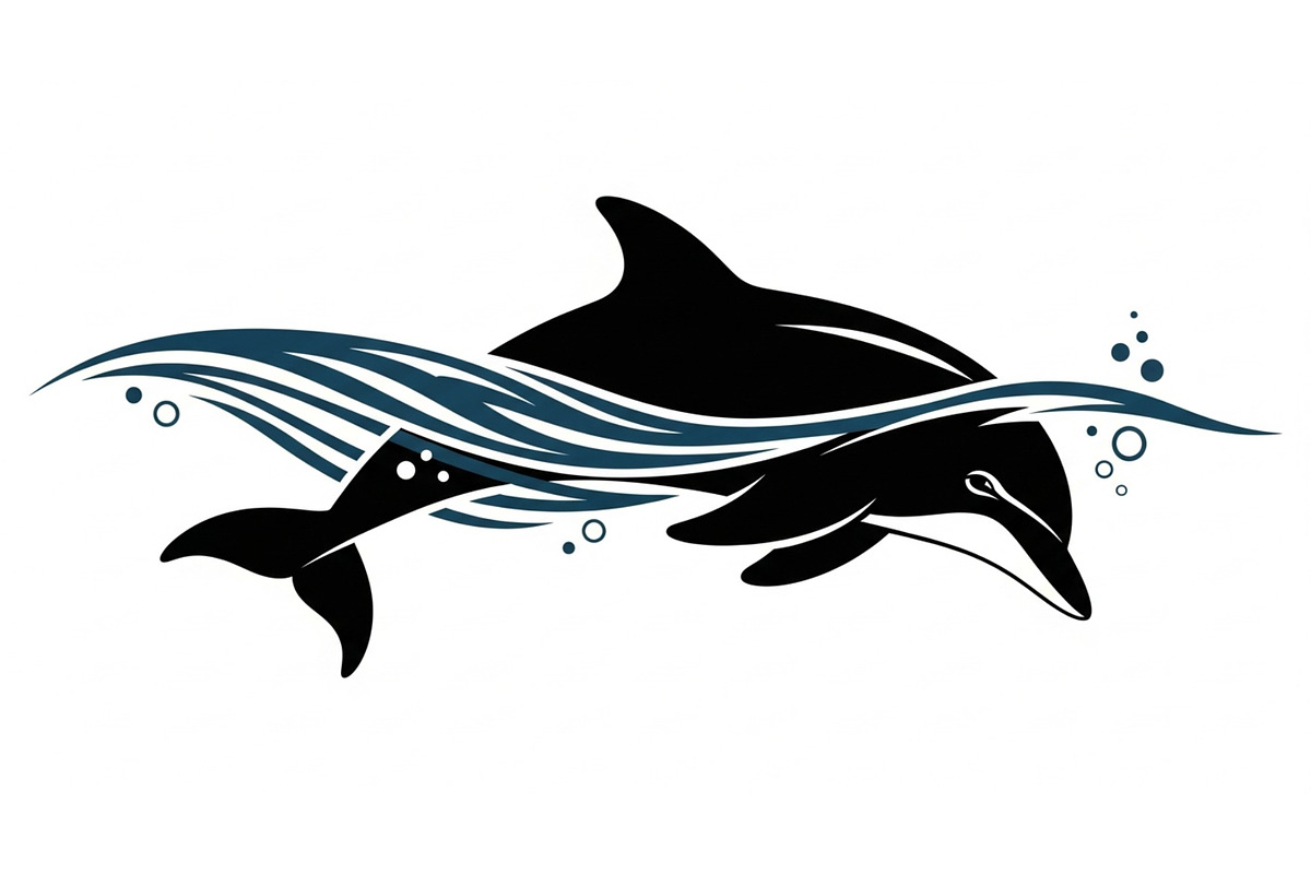 Dolphin Jumping Silhouette Vector bu, an Illustration by Designs_River (Photo 14 of 48)