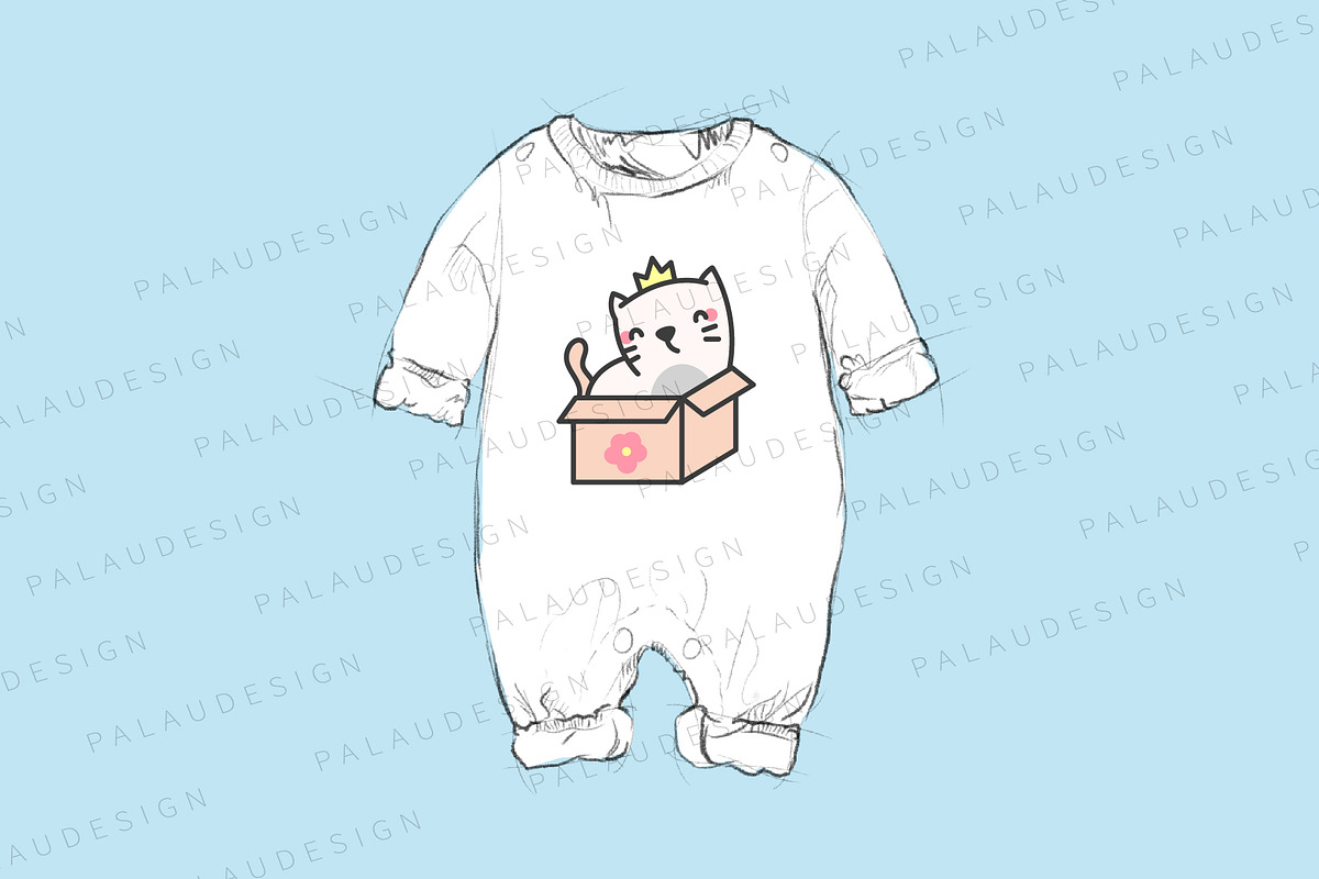 Cute Kawaii Cat Playing With Box, an Animal Illustration by Palau (Photo 4 of 12)