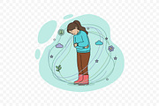 Woman Hugging Herself Mental Health, a Person Illustration by Partikusi Design (Thumbnail 3 of 3)