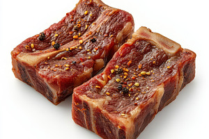 Delicious two piece grilled beef ste, a Food & Drink Photo by Pixeness Studio