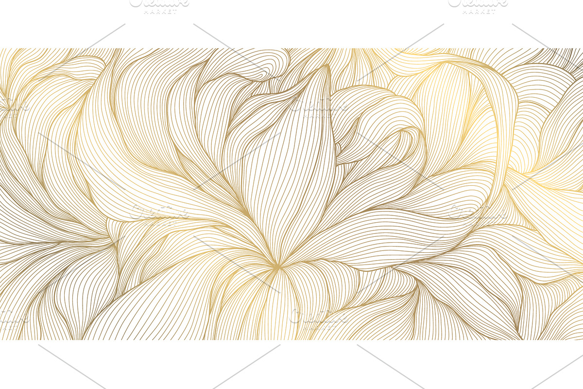 Flowers and Leaves Line Luxury Art, a Pattern Graphic by Marylia (Photo 7 of 27)