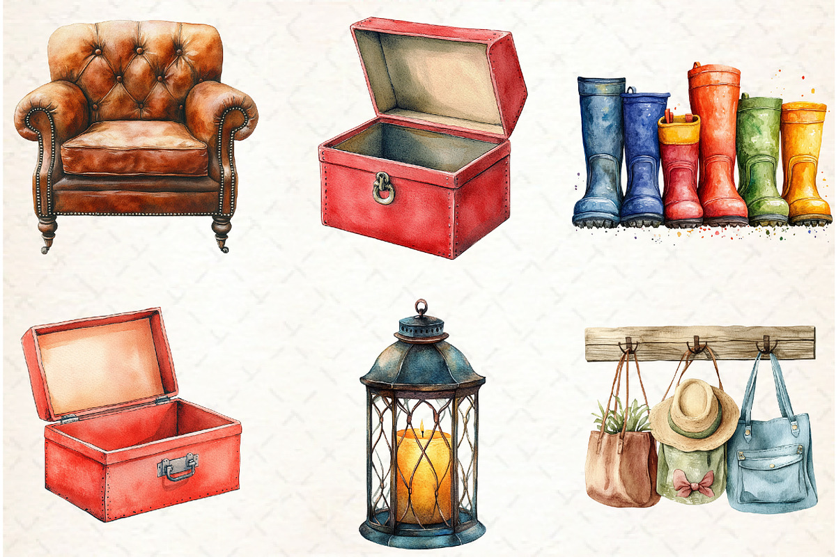 Cozy Home. Room Decor Watercolor Cli, an Illustration by Libby Wishes (Photo 5 of 7)