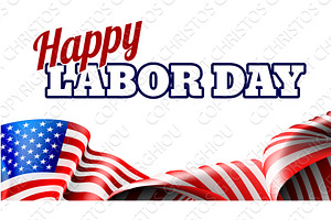 Happy Labor Day Design American Flag, an Illustration by Christos Georghiou