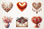 Boho Valentine Clipart Bundle, an Illustration by RobertsArt (Thumbnail 6 of 7)