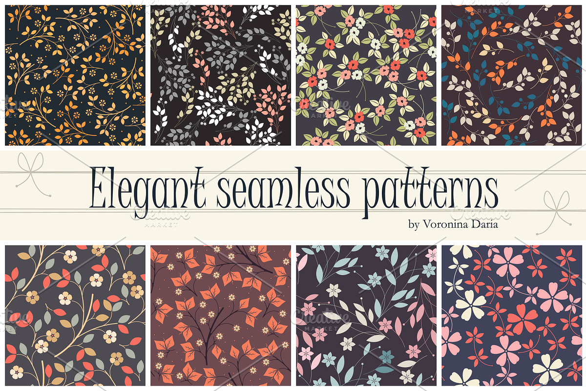 8 Elegant seamless patterns, a Pattern Graphic by Daria Maier (Photo 1 of 5)