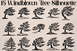 Windblown Tree Silhouette