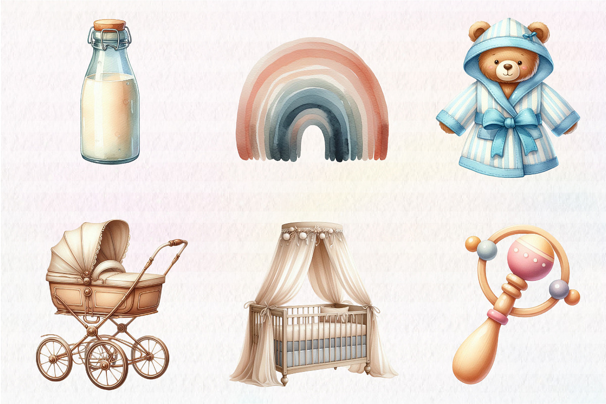 Neutral Baby Watercolor Clipart, an Illustration by CreationArt (Photo 2 of 5)