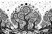 50 Mystical Galaxy Forest Silhouette, a Technology Illustration by Amazin_art (Thumbnail 10 of 34)