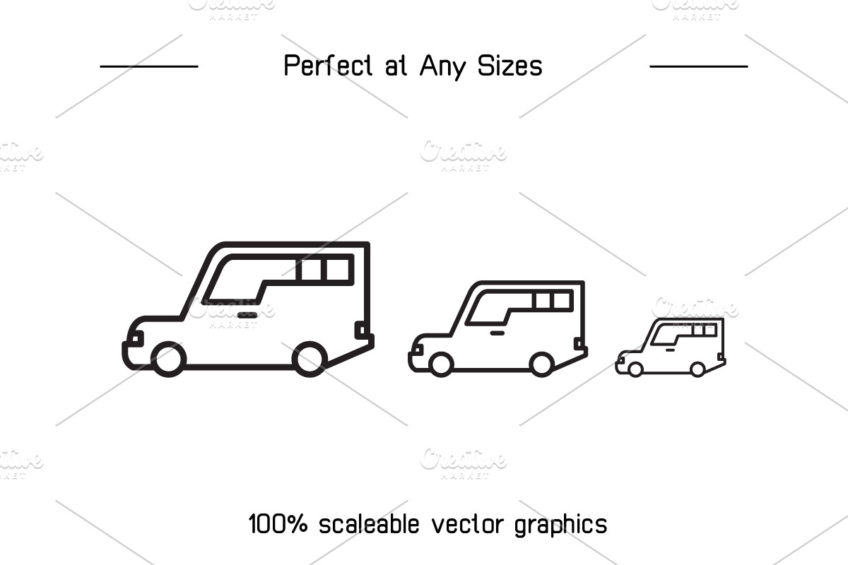 Car Icons Line Illustrations, a Transportation Illustration by Designfour (Photo 7 of 7)