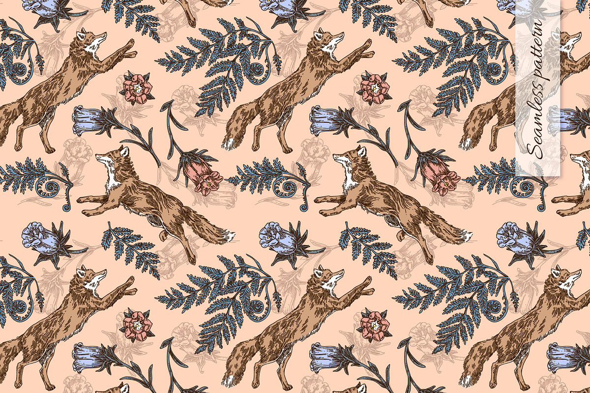 Running foxes. Set seamless pattern., a Pattern Graphic by Kseniakrop (Photo 4 of 6)