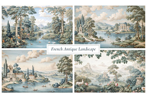 French Antique Landscape Wallpaper