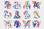 Watercolor Rainbow Unicorn Clipart, a Seasonal Illustration by Design Market (Thumbnail 3 of 5)