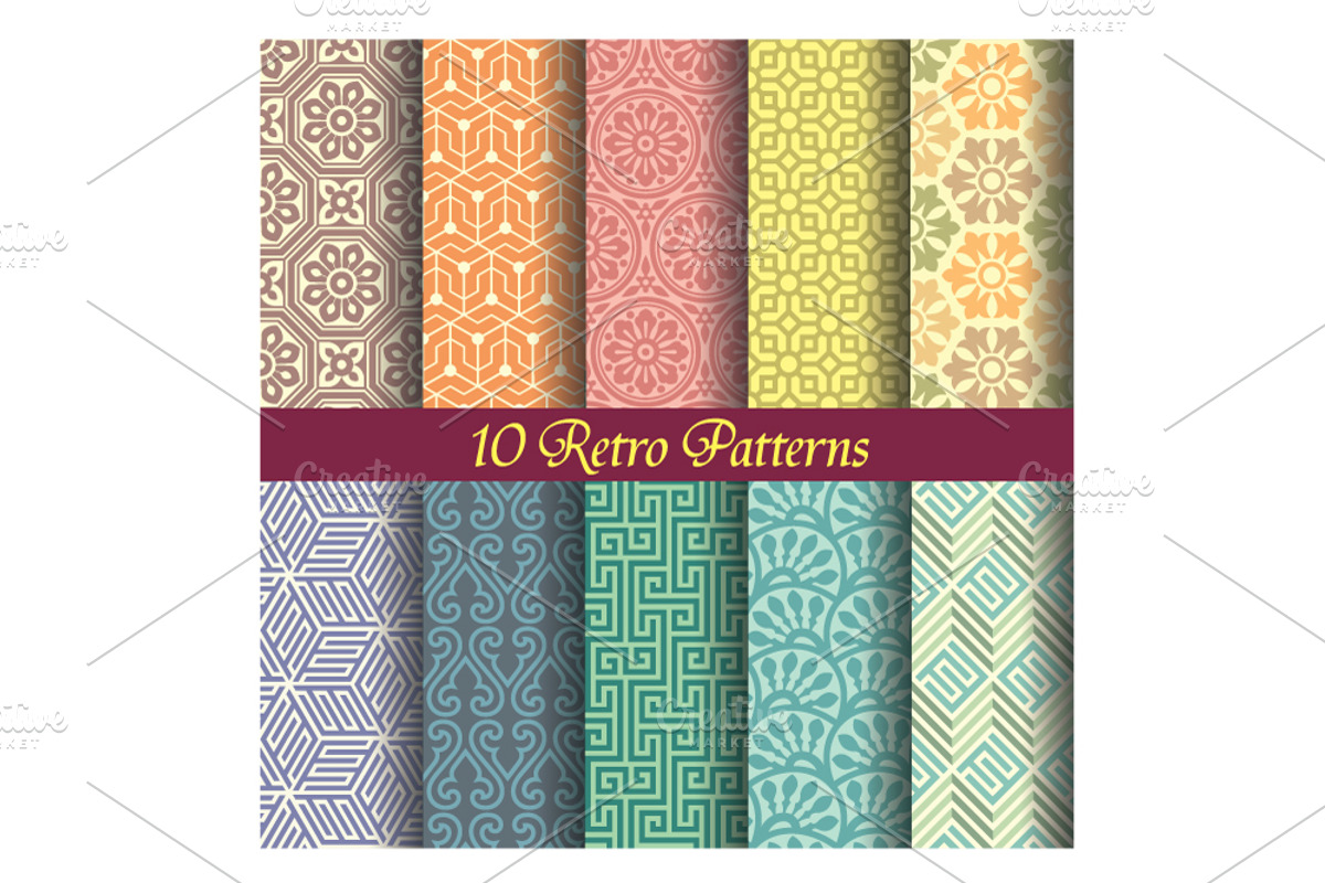 retro pattern collection, a Pattern Graphic by Watchada's factory
