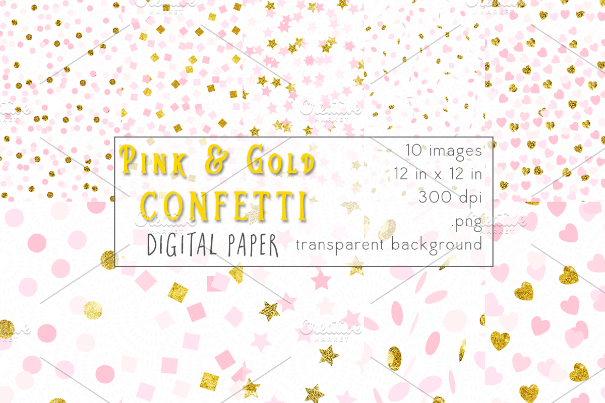 Pink & Gold Confetti, a Pattern Graphic by TeaBerry