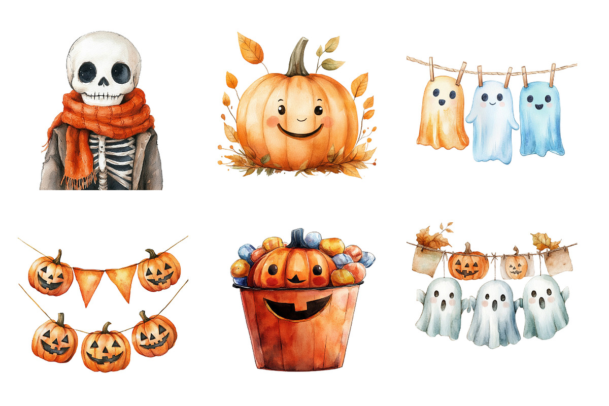 Cute Halloween Clipart Bundle, an Illustration by SinaCreation (Photo 3 of 7)