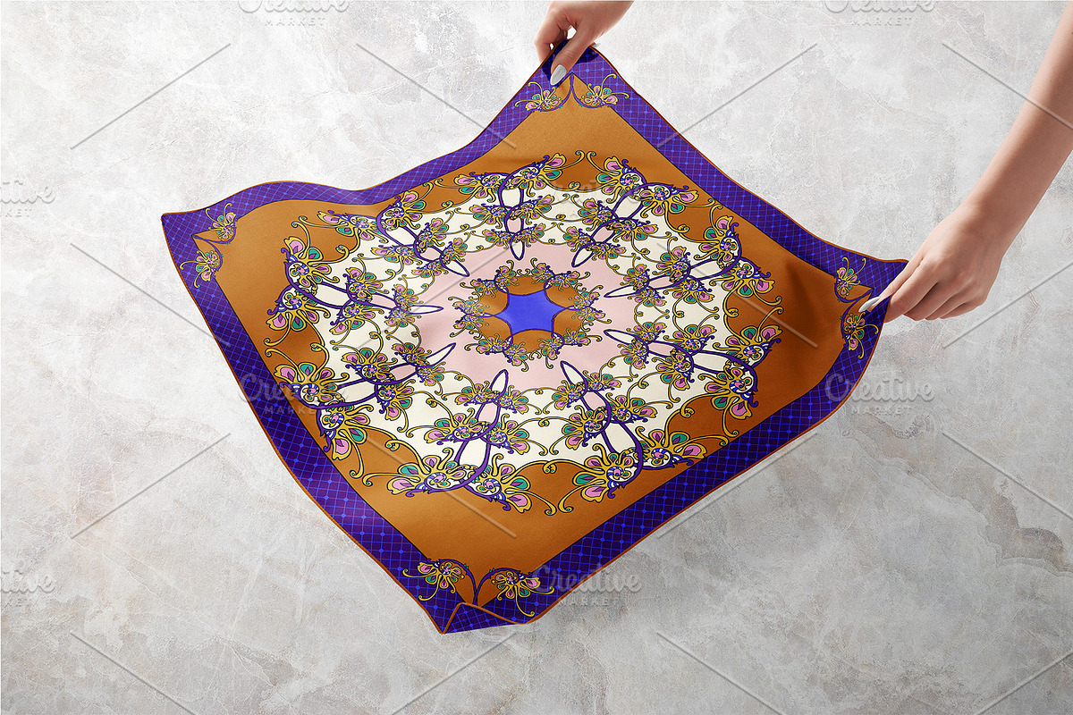 Persian Blossom Medallion Scarf, an Object Graphic by ilustrinna (Photo 4 of 6)