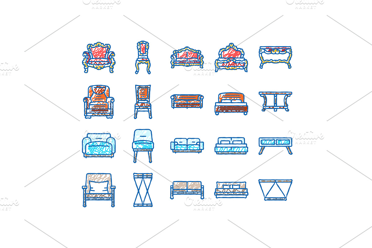 furniture luxury interior home icons, an Object Illustration by pikepicture